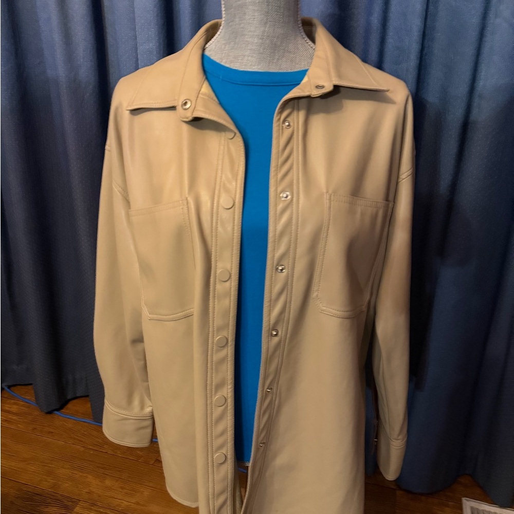 Noize Light Tan Faux Leather Jacket